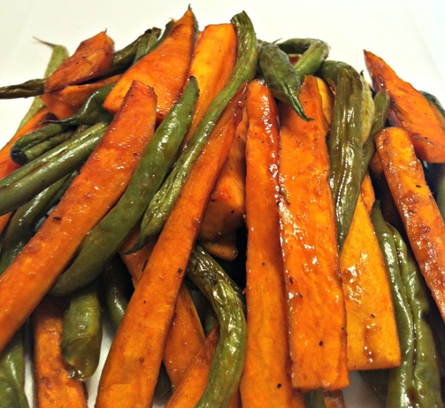 Balsamic-Maple Roasted Sweet Potatoes & Green Beans - The Complete Savorist