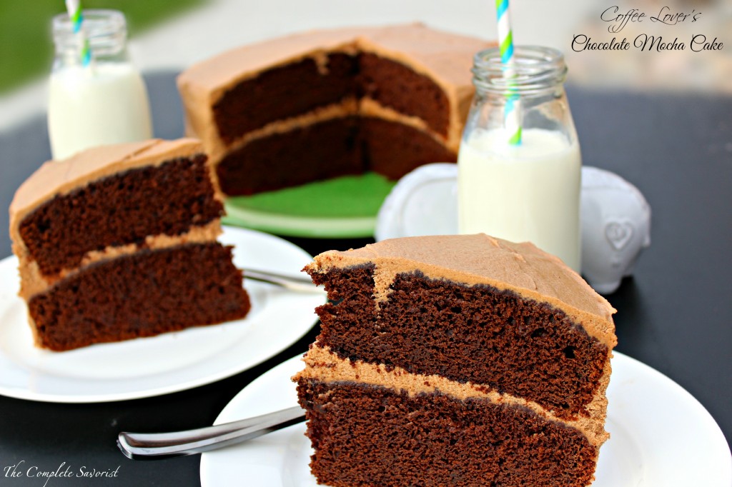 Chocolate Mocha Cake ~ Rich chocolate cake with a hint of coffee topped with a fluffy mocha buttercream, and by mocha, I mean MOCHA, full coffee flavor, not just a hint ~ The Complete Savorist