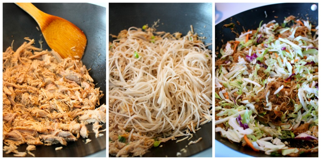 Stir frying the Hoisin Pork Noodle Bowl ~ The Complete Savorist