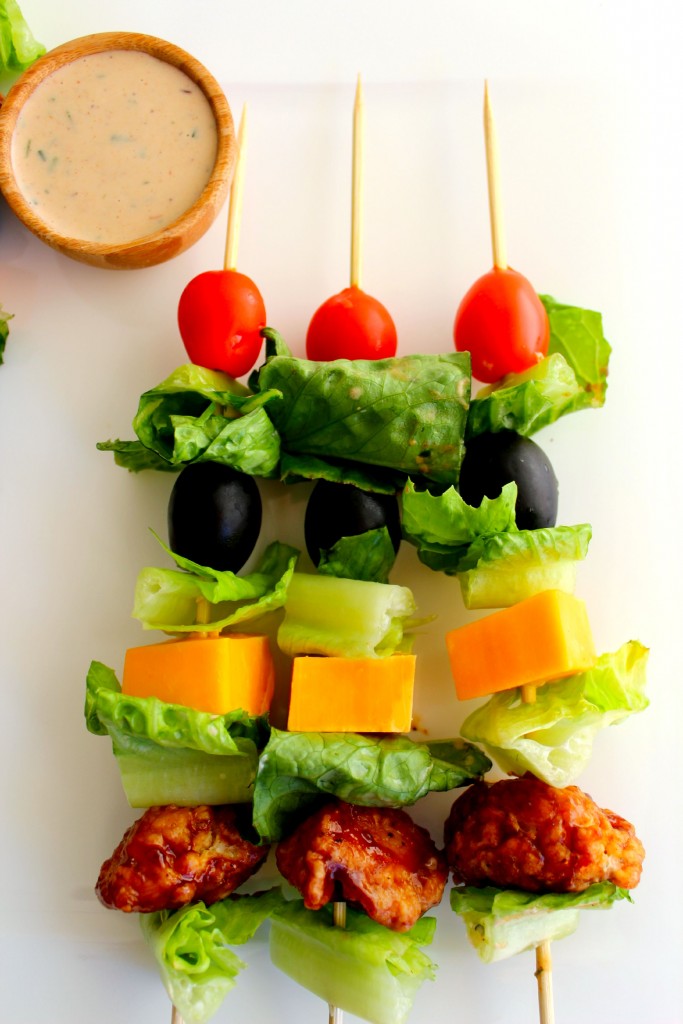 Barbecue Chicken Salad Skewers - The Complete Savorist