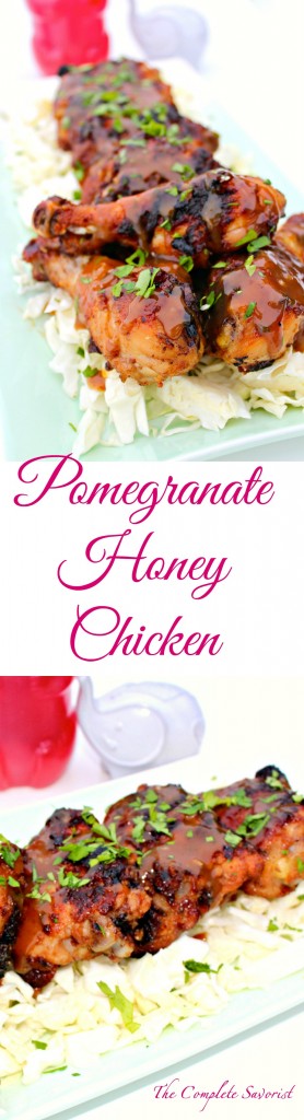 Pomegranate Honey Chicken ~ A sweet marinade from pomegranate honey is transformed into sweet, sticky, and savory glaze and gravy for chicken which has been quickly pan-fried in a skillet and finished in the oven ~ The Complete Savorist
