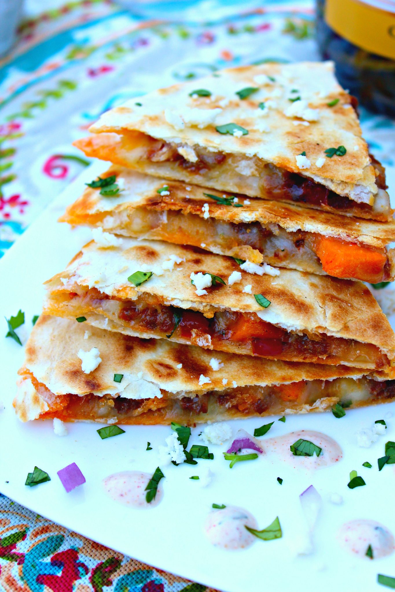 Chorizo and Sweet Potato Quesadillas with Chipotle Lime Crema - The ...